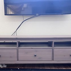 TV Media Storage Unit And Matching Side Table, dark gray stained