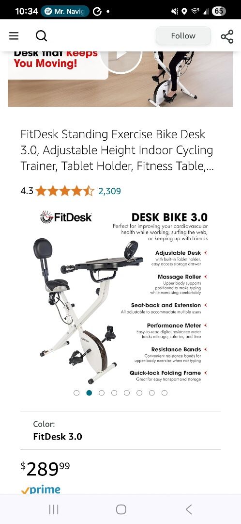 FitDesk 3.0 Exercise Bike w/ Desk