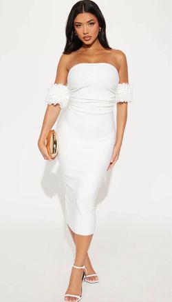 White bandage midi dress