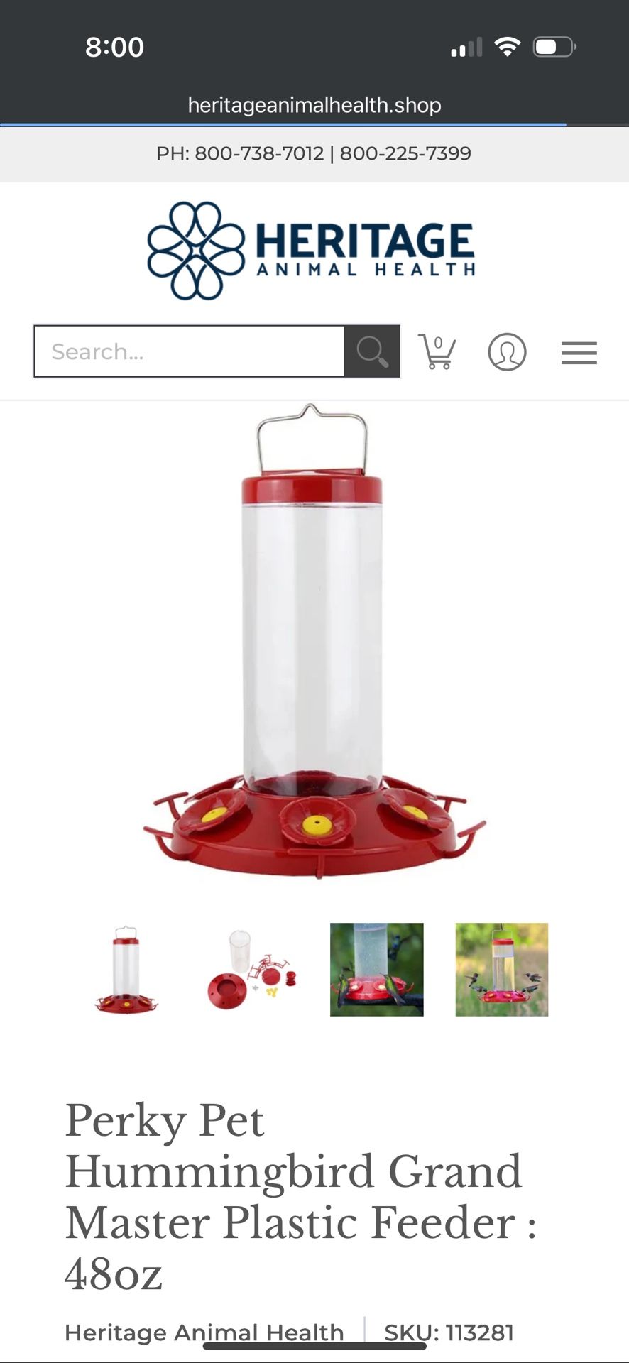 Perky Per Hummingbird Feeder 48oz