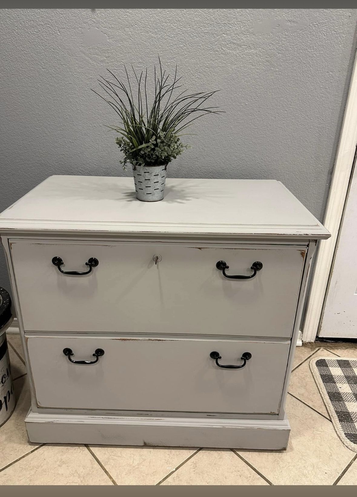 Gray Distress File Cabinet