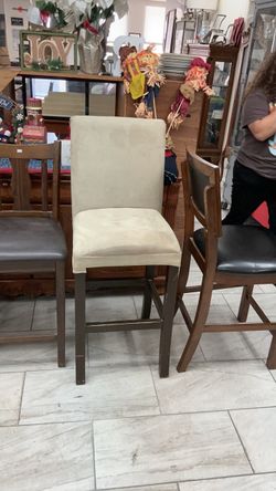 Tall Bar Stool with Upholstered Back and Seat
