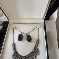 Silver Necklace Earrings