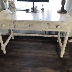 Vintage Shabby Chic Crackle Desk Spiral Legs