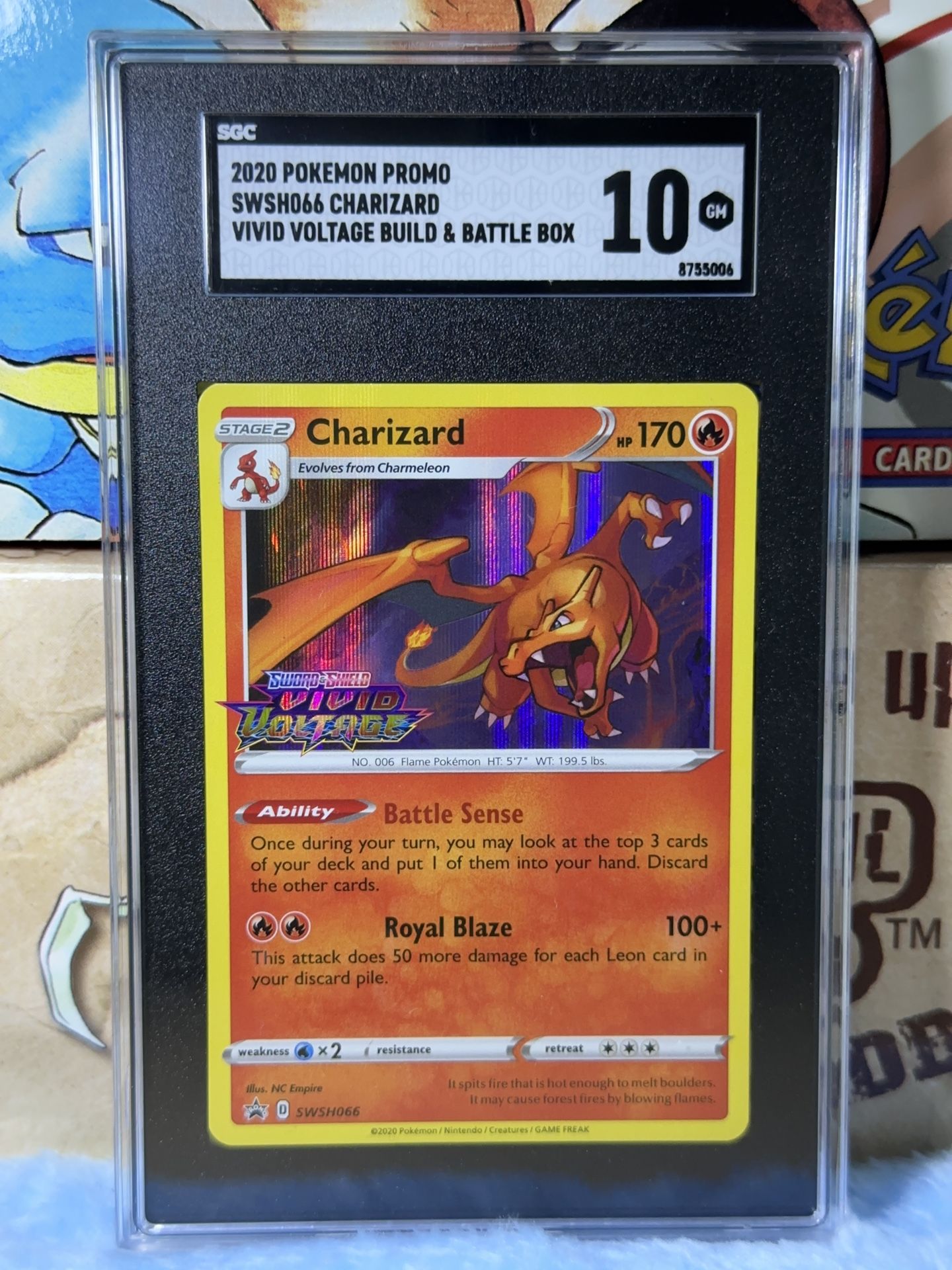 Pokemon Vivid Voltage Prerelease Build And Battle Box Holo Promo CHARIZARD SWSH066 SGC GEM MINT 10