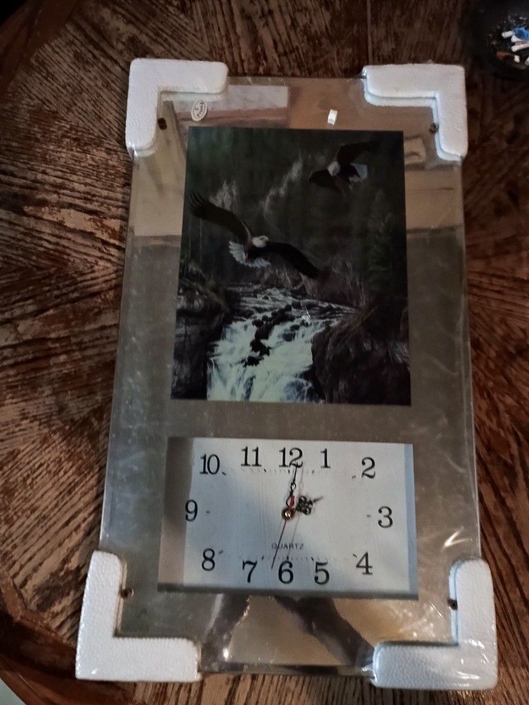 New In Box Motion Image Lamp Moving Waterfall Picture With Eagles Light Water Sound Clock