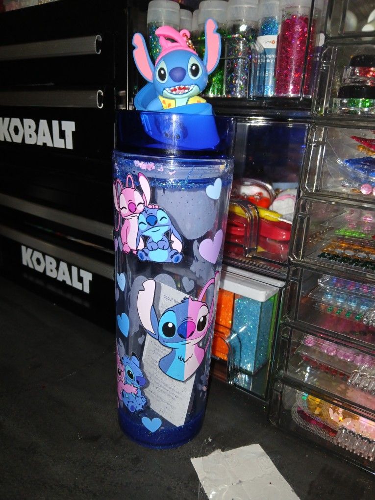 STICH SNOWGLOBE GLITTER TUMBLER