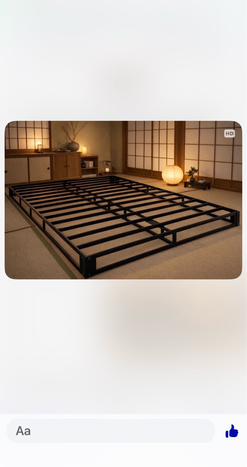Japanese style queen size platform bed frame , heavy duty very sturdy, no box needed