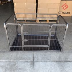 $80 (Brand New) Heavy-duty dog pet playpen with plastic tray indoor outdoor cage kennel 4-panel, 49x32x28” 
