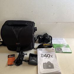 Nikon D40X 10.2 MP Digital SLR Camera - Black (Body Only) W/ Accessories TESTED!