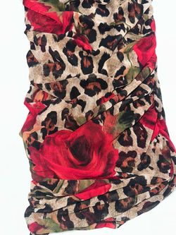Leopard Print Red Rose Scarf