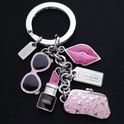 NEW COACH Girlie Cosmetic Sunglasses Lipstick Mix Charm Keychain Key Ring FOB
