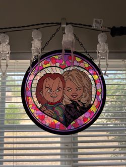 Chucky and Tiffany Stained Glass Suncatcher
