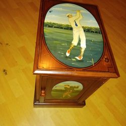 1970s Rustic Style Side Cabinet With Compartment  & Magazine Rack.