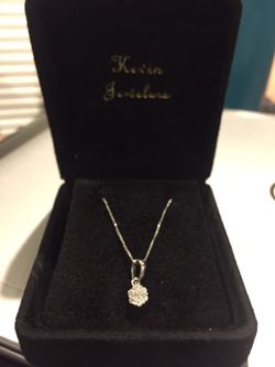 Diamond pendant with silver box chain
