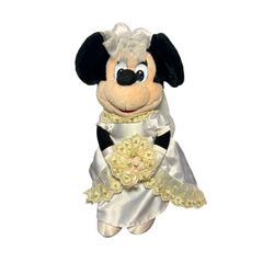 Vintage Disney Minnie Mouse Wedding Bride Plush Doll 