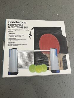 Retractable Table Tennis - Ping Pong Net Kit & Paddles Brookstone  New