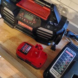 Craftsman Bluetooth Radio Speaker Battery Charger AM/FM Aux. USB With Battery And.Charger 