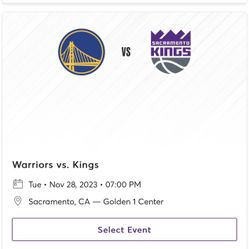 2 Lower Level Tickets Vs Warriors 11/28