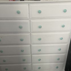 White dresser teal Knobs