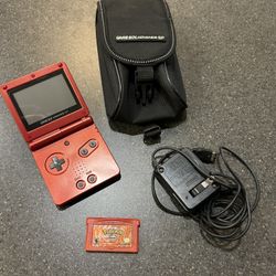 Game Boy Advance SP with Pokémon FireRed Version