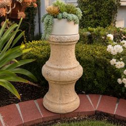 Vintage STONE GARDEN SMALL SOLID PLINTH COLUMN PEDESTAL ORNAMENT Table Base Heavy 