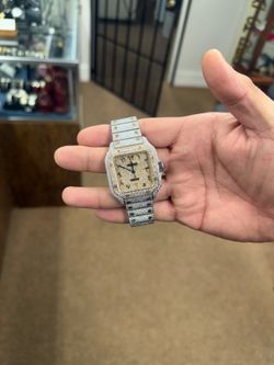 Cartier Santos iced out watch
