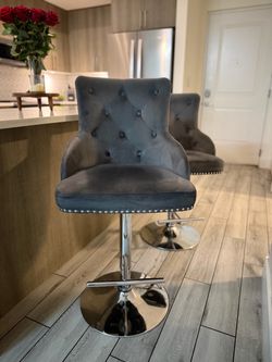 Two bar stools velvet