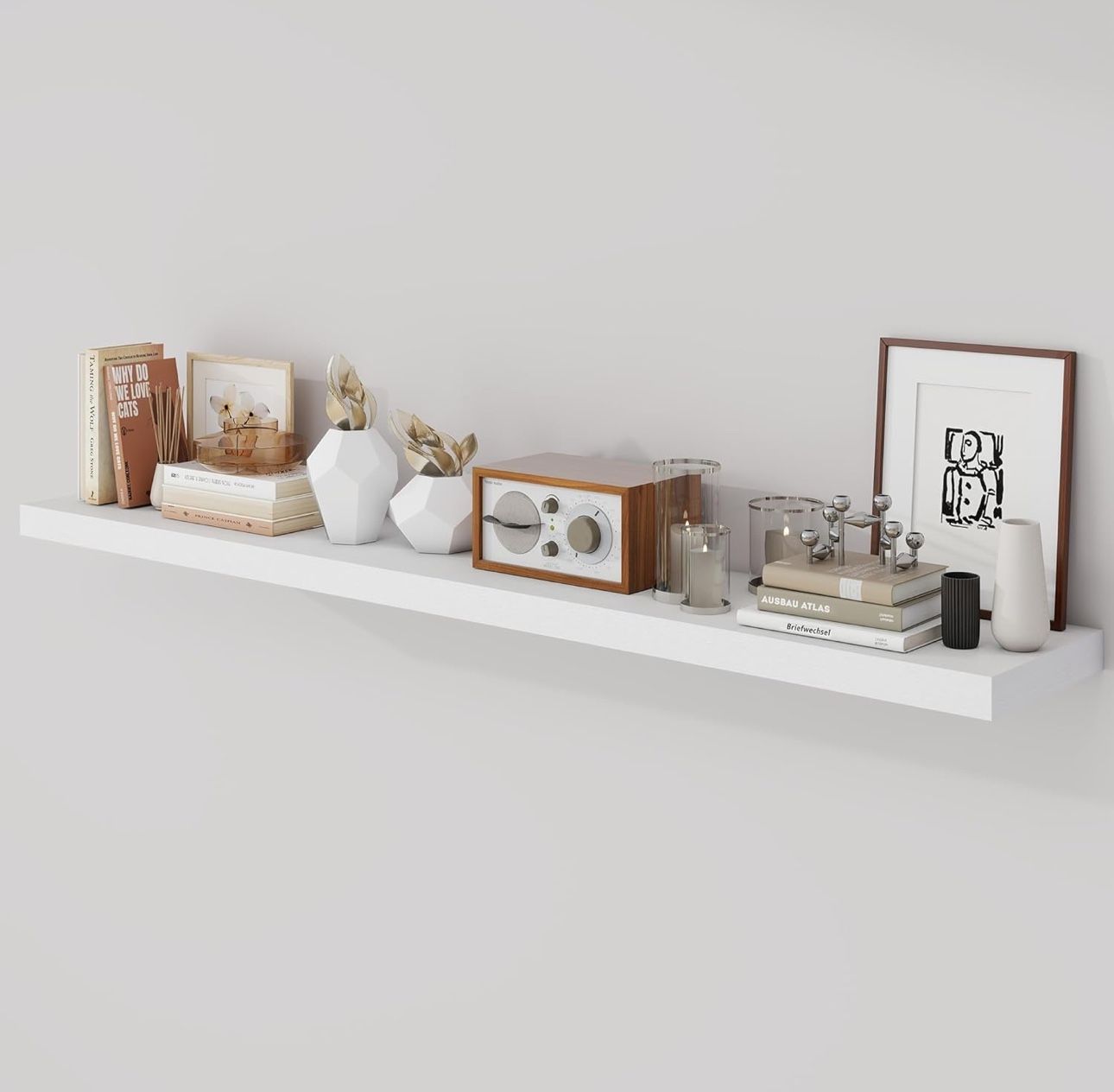 55 Inch Floating Shelves, 9.3" Deep Floating Shelf Wall Mounted, 56" Wall Shelves, Rustic Deep Bookshelf, Large Display Shelves & Storage Shelves