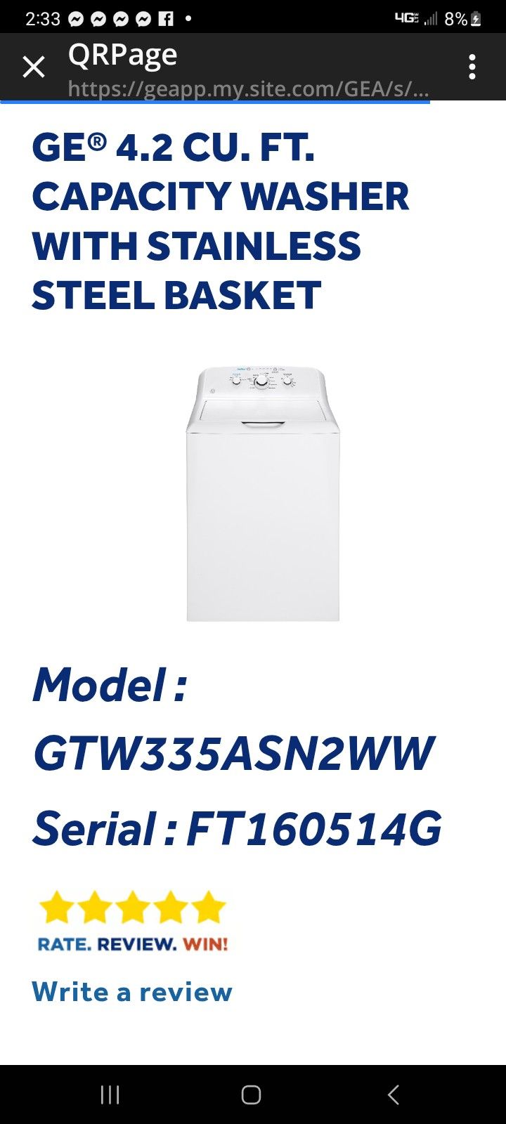 GE Washing Machine