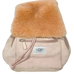 UGG Australia Suede Shearlling Mini Backpack Pink Sherpa Drawstrings Used