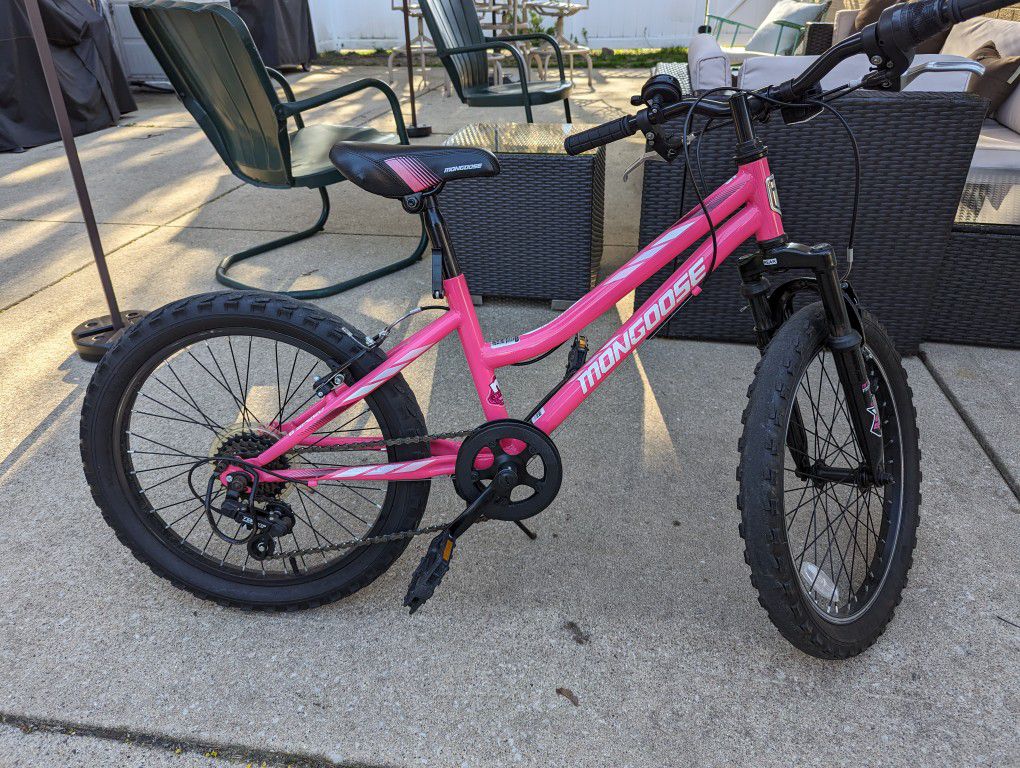Girls Mongoose Bicycle Pink Neon Coloe