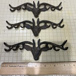 Metal Deer Hooks - Set of 3