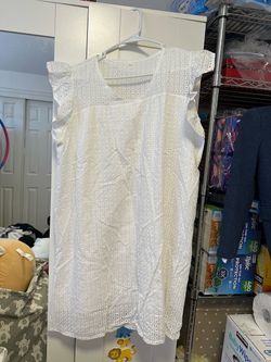White Eyelet Flutter Sleeve Dress