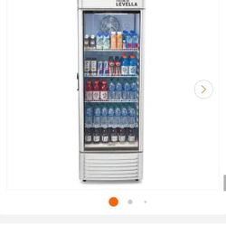 50% OFF - Premium LEVELLA 15.5 cu ft Display Refrigerator Glass Door Beverage Cooler Silver