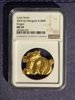 2024 1oz Silver Mongolia Dragon MS70