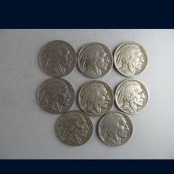 Set of 8 Different VF Grade Buffalo Nickels --INCLUDES KEY DATE COIN!