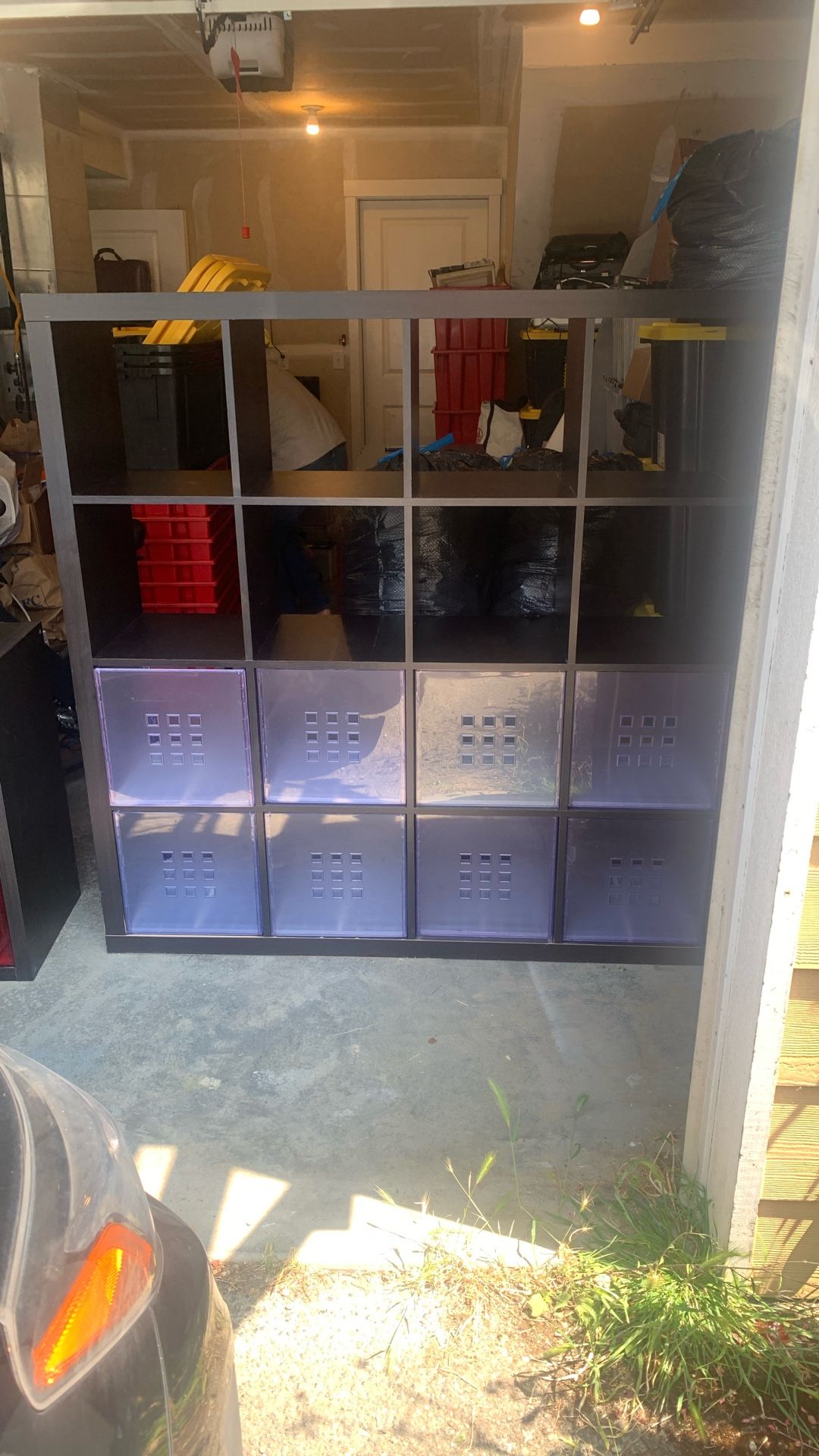IKEA 4x4 KALLAX Black With 8 Plastic Bins FREE