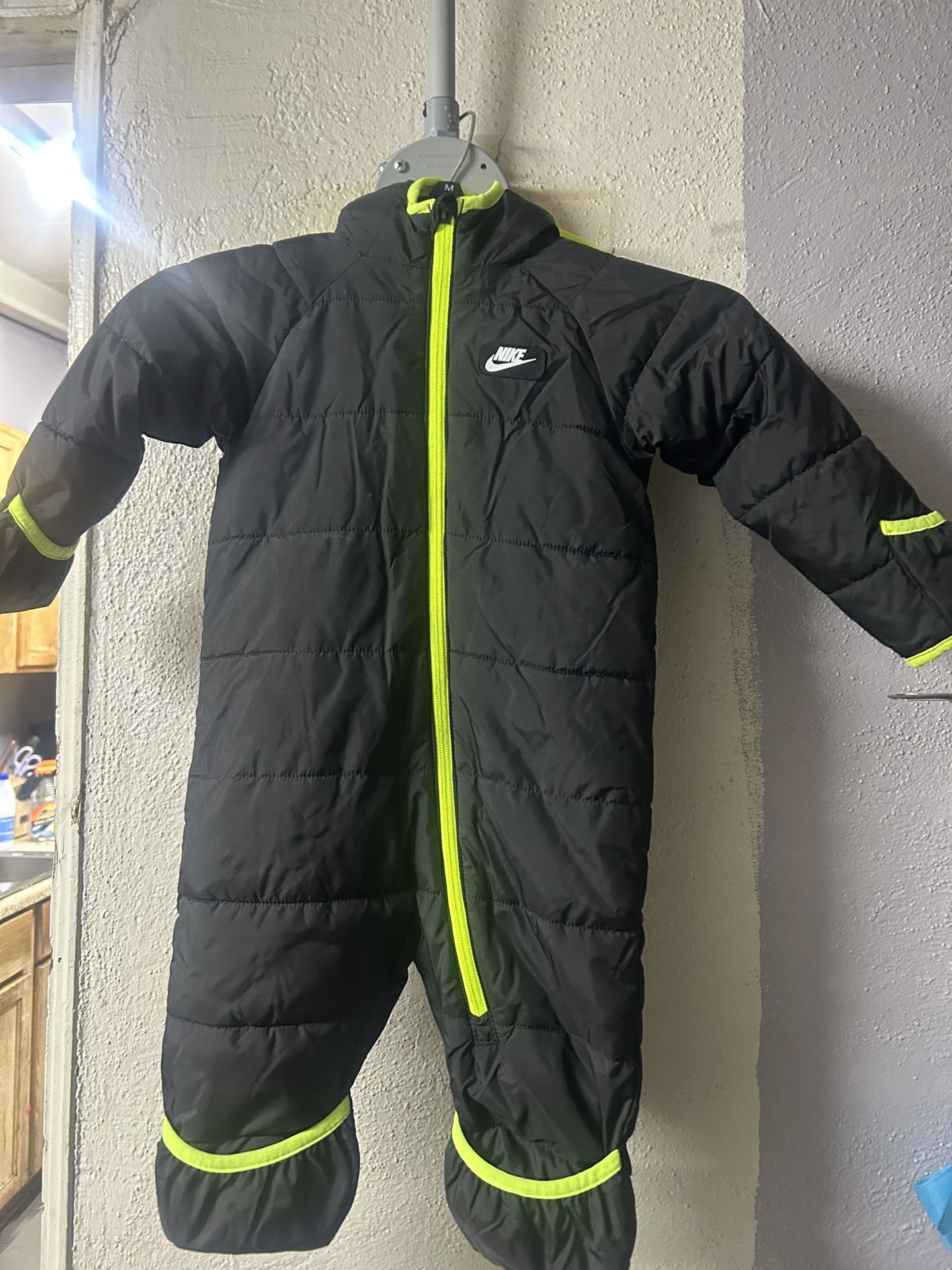Nike Baby Puffer Snowsuit Black/Green Sz. 18 Months