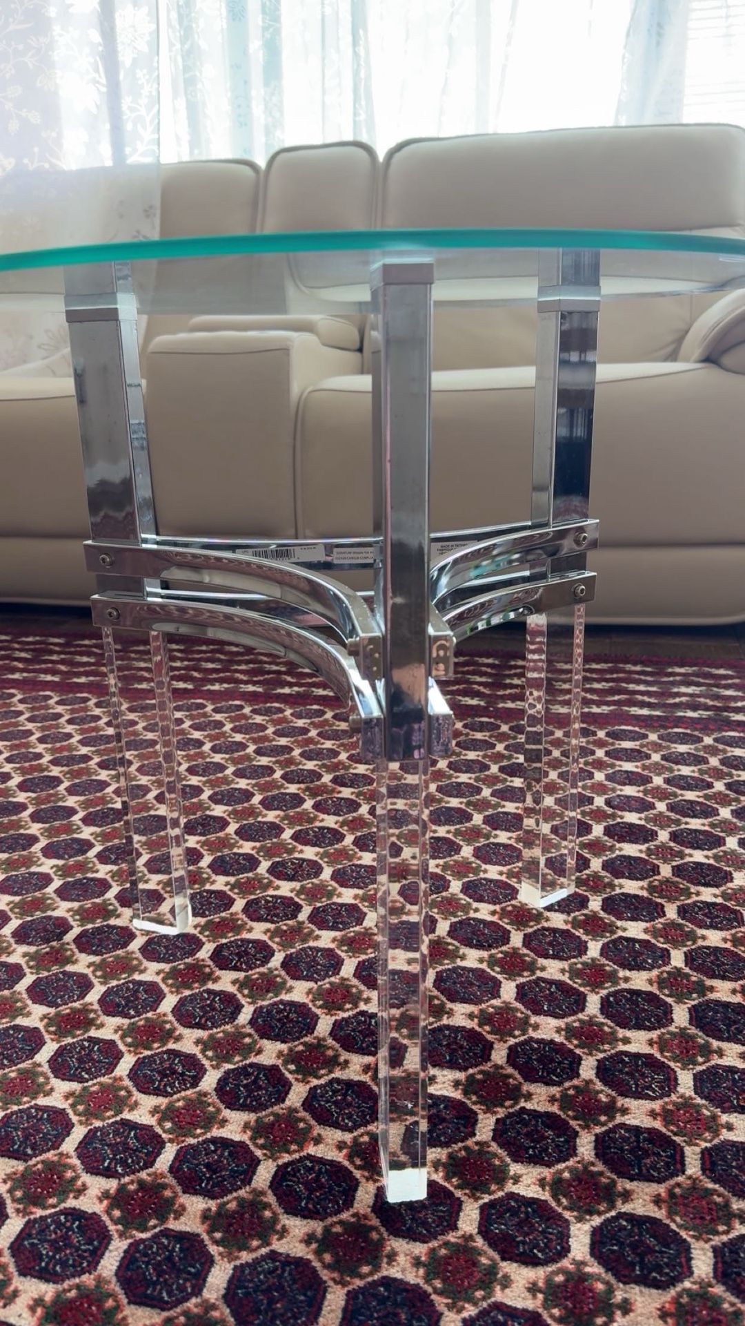  Glass Coffee Table And  Two Round End Table Made  By Ashley