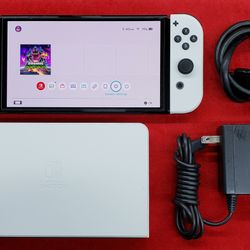 Nintendo Switch OLED 64GB Video Game System with Joy-Cons, Dock, and Power Supply - HEG-001 - White - Working