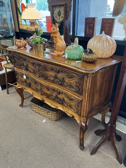 Antique Italian Carved 2 Drawer Chest