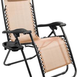Elevon Zero Gravity Chair with Cup Holder & Removable Pillow, Adjustable Reclining Outdoor Patio Folding Chairs for Adults Portable Lounge=T1-748