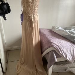 CHAMPAGNE FORMAL LONG DRESS