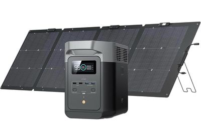 EF ECOFLOW Solar Generator Delta 2 with 220W Solar Panel, 1024Wh LFP(LiFePO4) Battery, 1800W AC/100W USB-C Output, Fast Charging Portable Power Statio