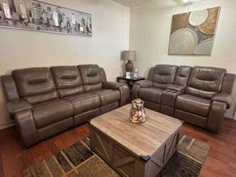 2-Piece Reclining Sofa Set (Sofa + Loveseat w/ Cupholders)