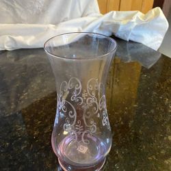 Vintage Made in Czechoslovakia Purple Etched Small Vase 7 1/2”