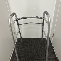  Guardian 2-Button Aluminum Folding Walker with Wheels Adjustable Height