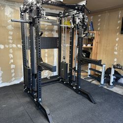 PRO SERIES Ultimate Half Rack Functional Trainer w/Smith Machine Bar | 400lb Stack | Gym Equipment | Fitness | Commercial | Squat Rack 