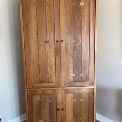 Stickley Cherry Mission Media Cabinet / TV Armoire - 6.5’ Tall, Solid Cherry, 1999